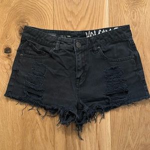 EUC VOLCOM Black High Waisted Jean Shorts